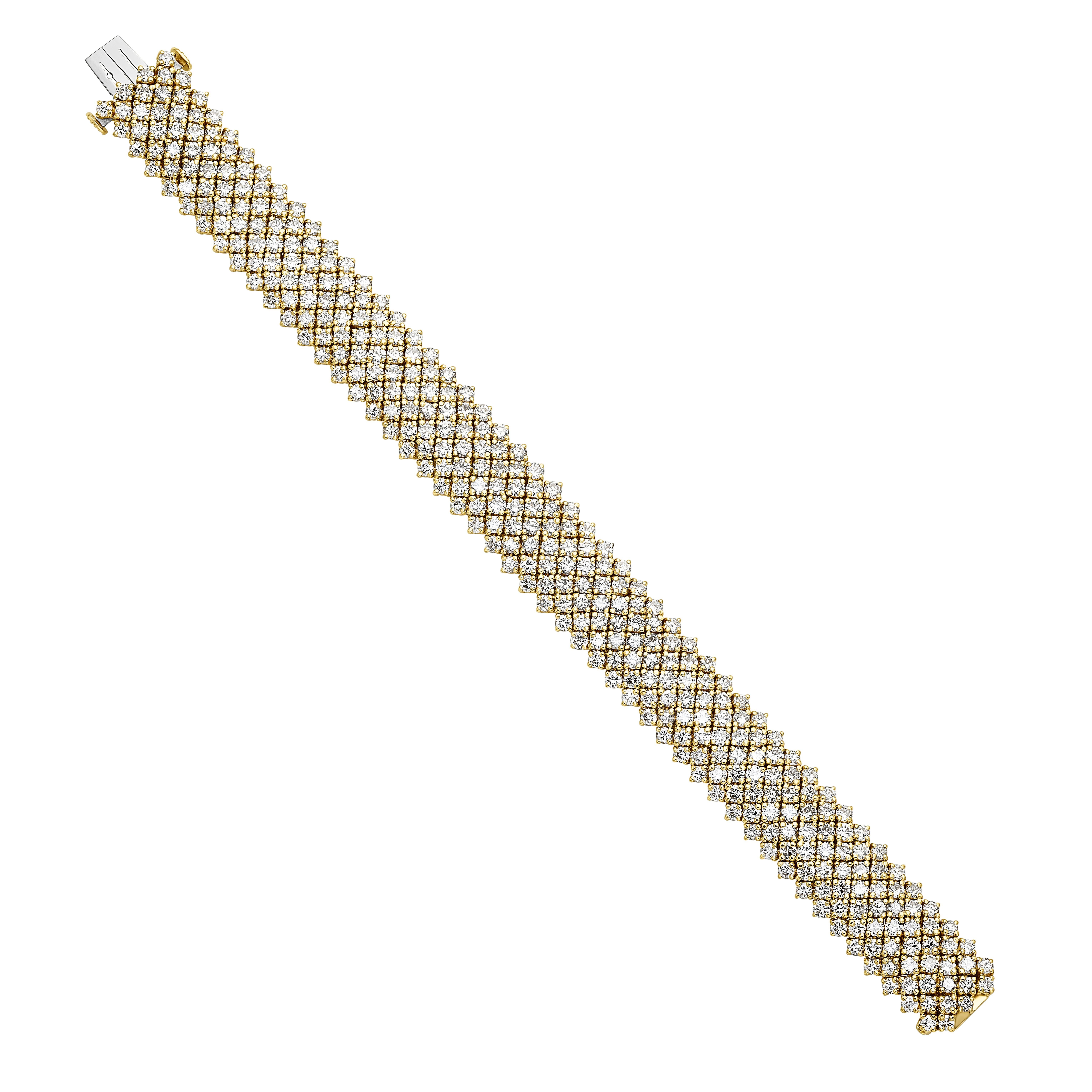 Das prächtige Cartier-Diamantenarmband für die Ewigkeit ist mit 22 Karat glitzernden Diamanten in 18-karätigem Gelbgold gefasst. Unglaublich helle runde Brillanten von höchster Cartier Qualität (Farbe E bis G, Reinheit VVS bis VS) sind nahtlos und