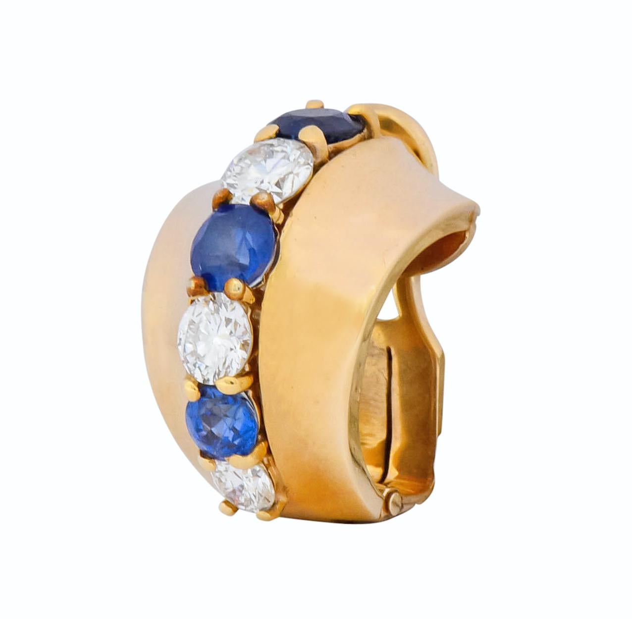 Contemporary Cartier 2.00 Carat Diamond Sapphire 14 Karat Gold Huggie Ear-Clip Earrings