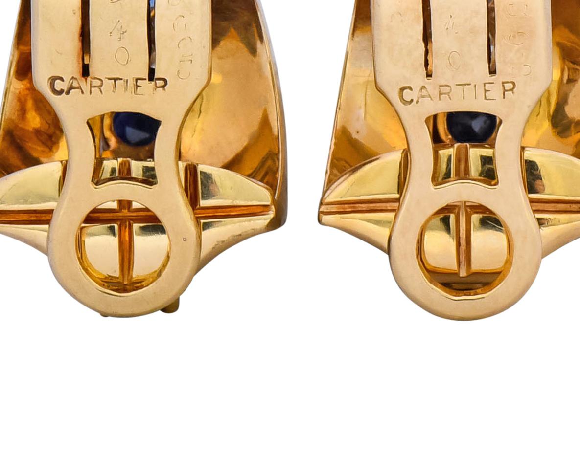 Cartier 2.00 Carat Diamond Sapphire 14 Karat Gold Huggie Ear-Clip Earrings 3