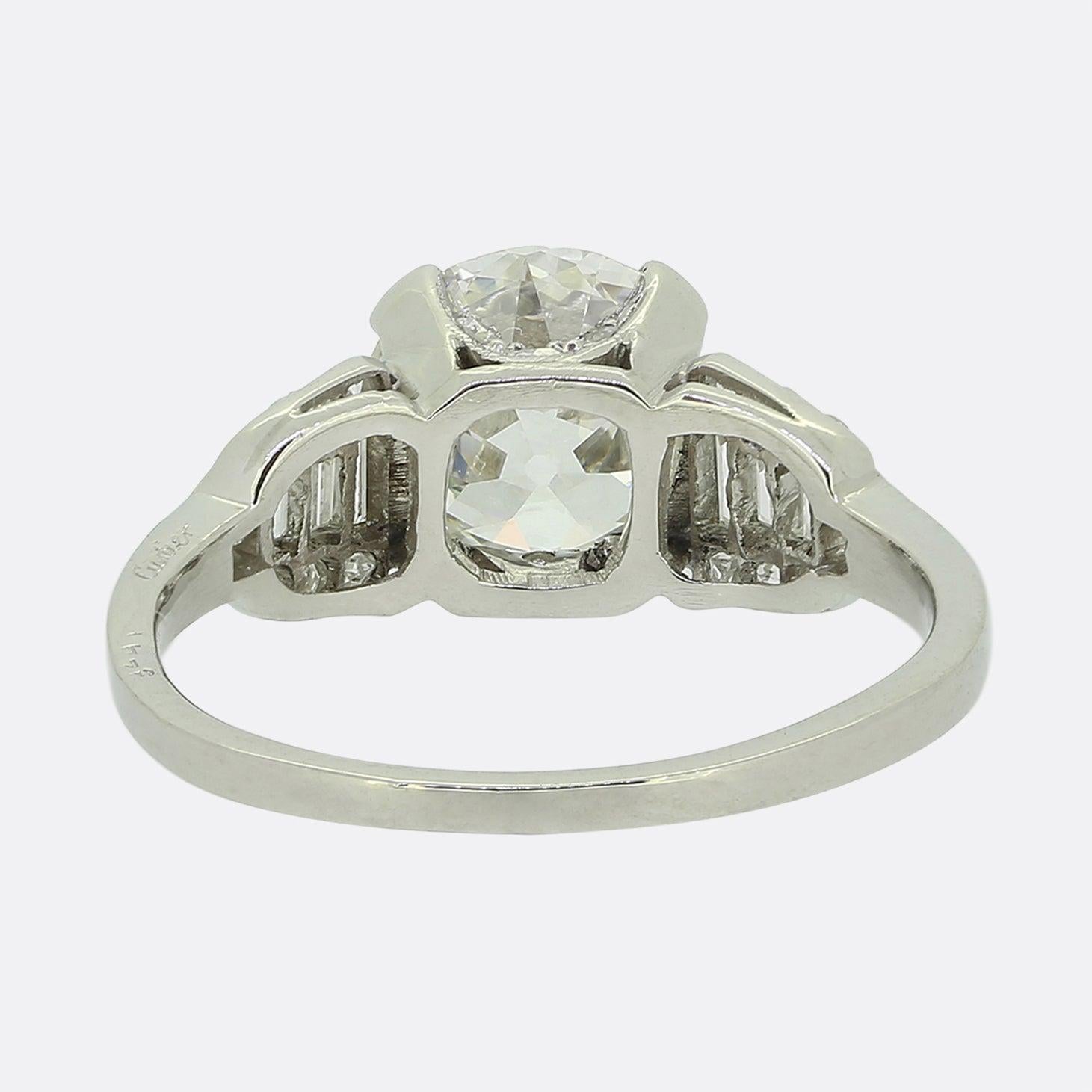 Cartier, bague de fiançailles avec diamant taille coussin ancienne de 2,00 carats Bon état - En vente à London, GB