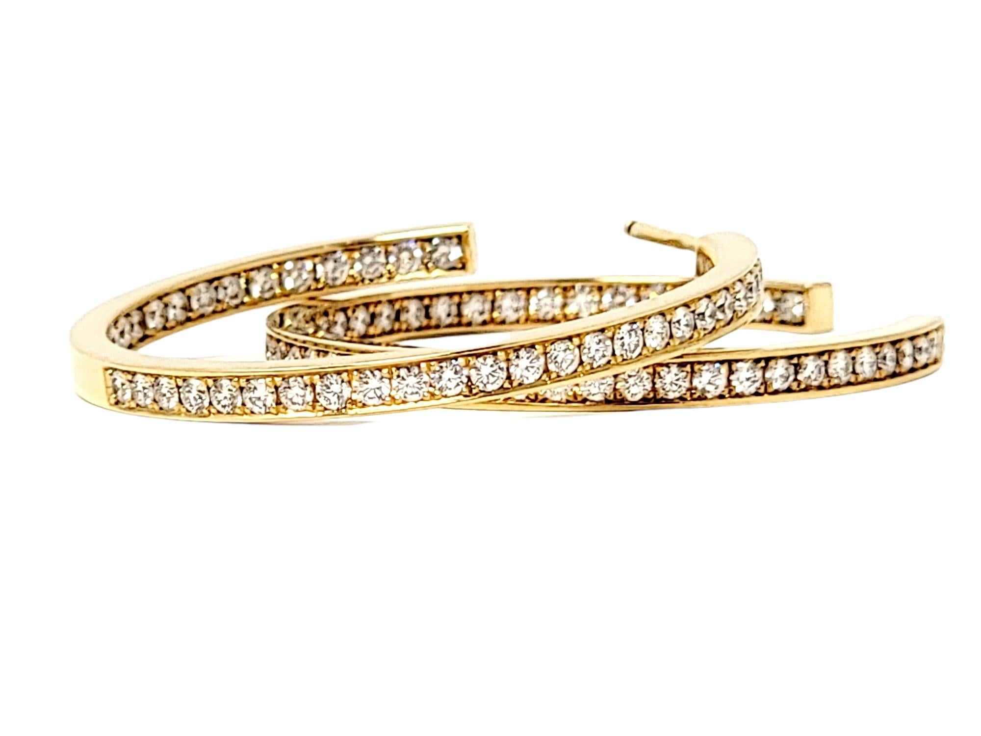 Cartier 2.00 Carat Round Diamond Inside-Outside Large Hoop Earrings Yellow Gold For Sale 1