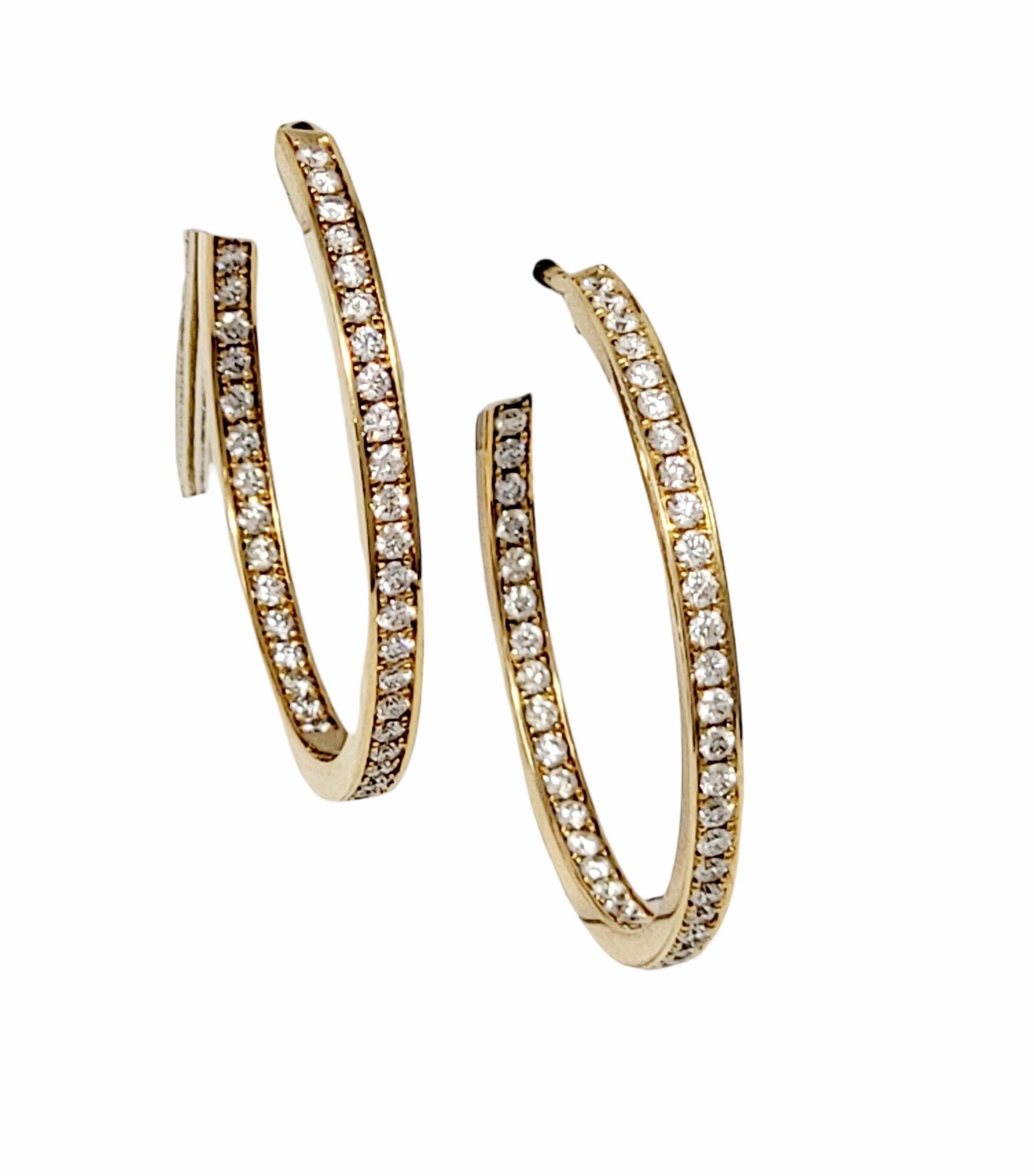 Cartier 2.00 Carat Round Diamond Inside-Outside Large Hoop Earrings Yellow Gold For Sale 2