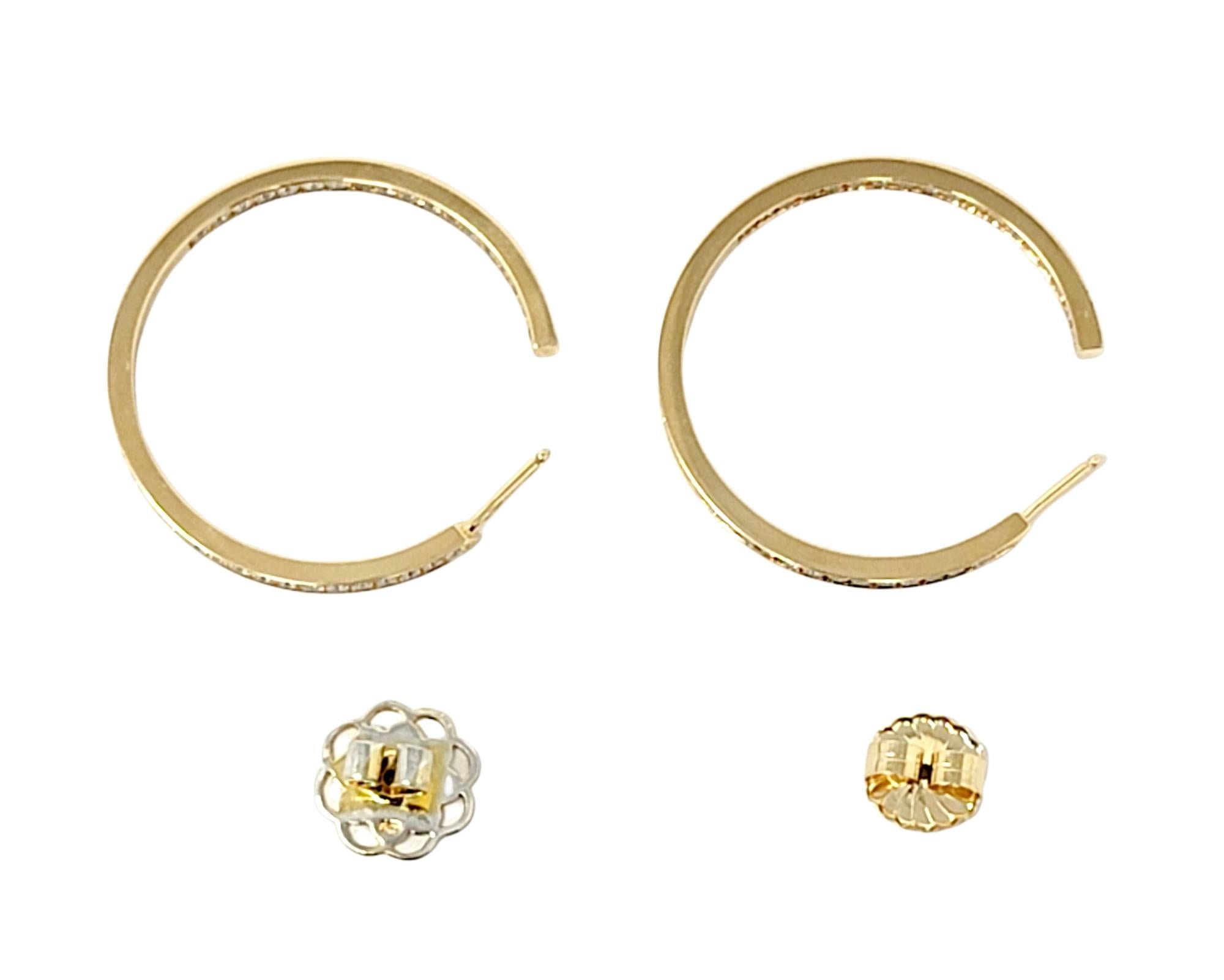 Cartier 2.00 Carat Round Diamond Inside-Outside Large Hoop Earrings Yellow Gold For Sale 4