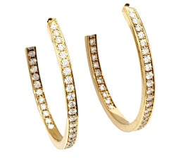 Cartier 2.00 Carat Round Diamond Inside-Outside Large Hoop Earrings Yellow Gold