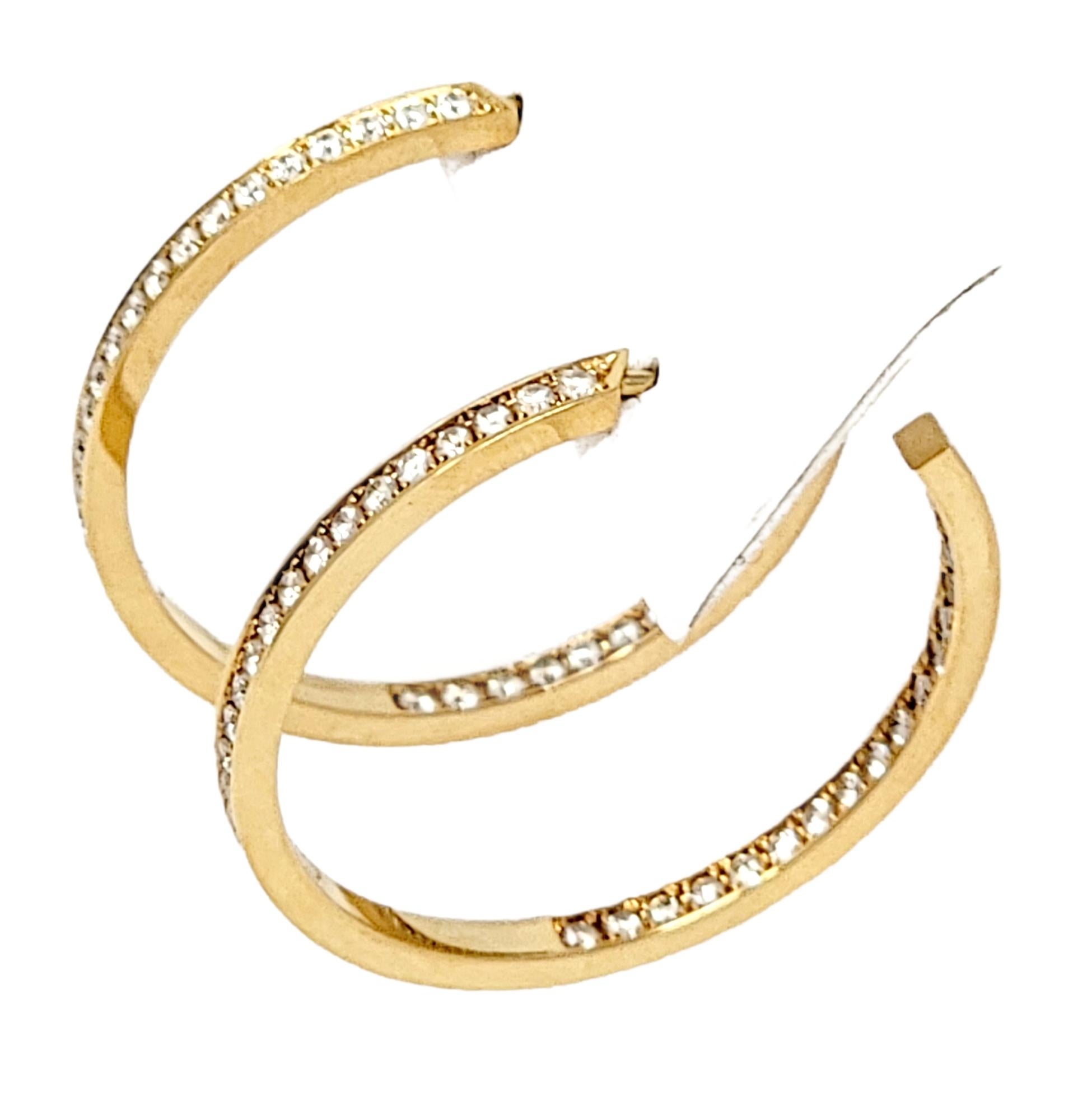 Contemporary Cartier 2.00 Carat Round Diamond Inside-Outside Large Hoop Earrings Yellow Gold For Sale