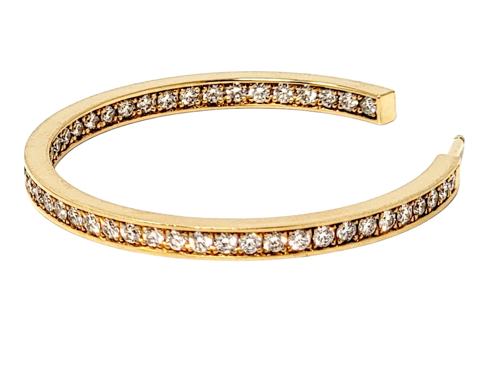 Women's Cartier 2.00 Carat Round Diamond Inside-Outside Large Hoop Earrings Yellow Gold For Sale