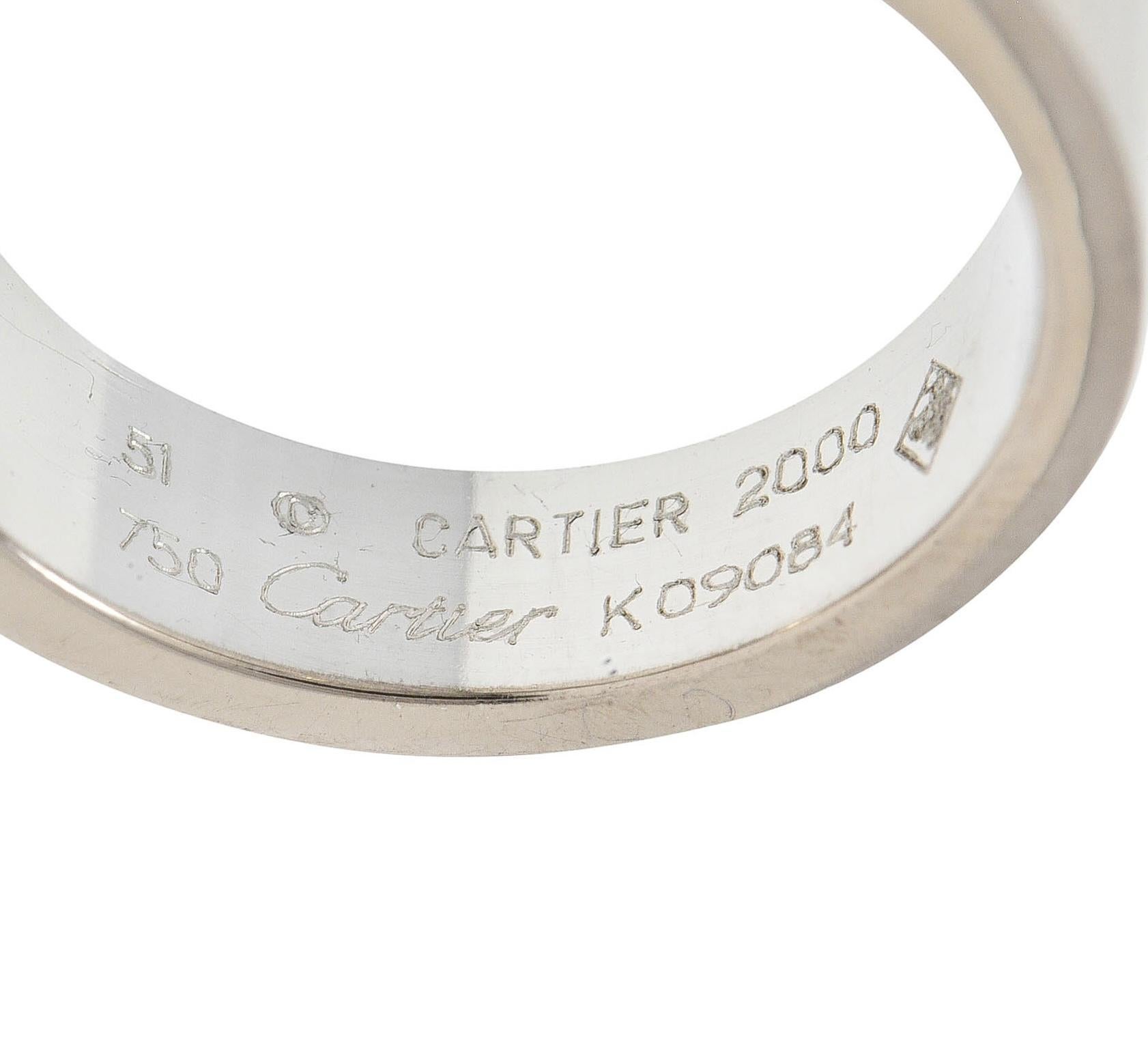 Cartier 2000 Grauer Mondstein 18 Karat Weißgold Vintage Tank-Ring im Angebot 2