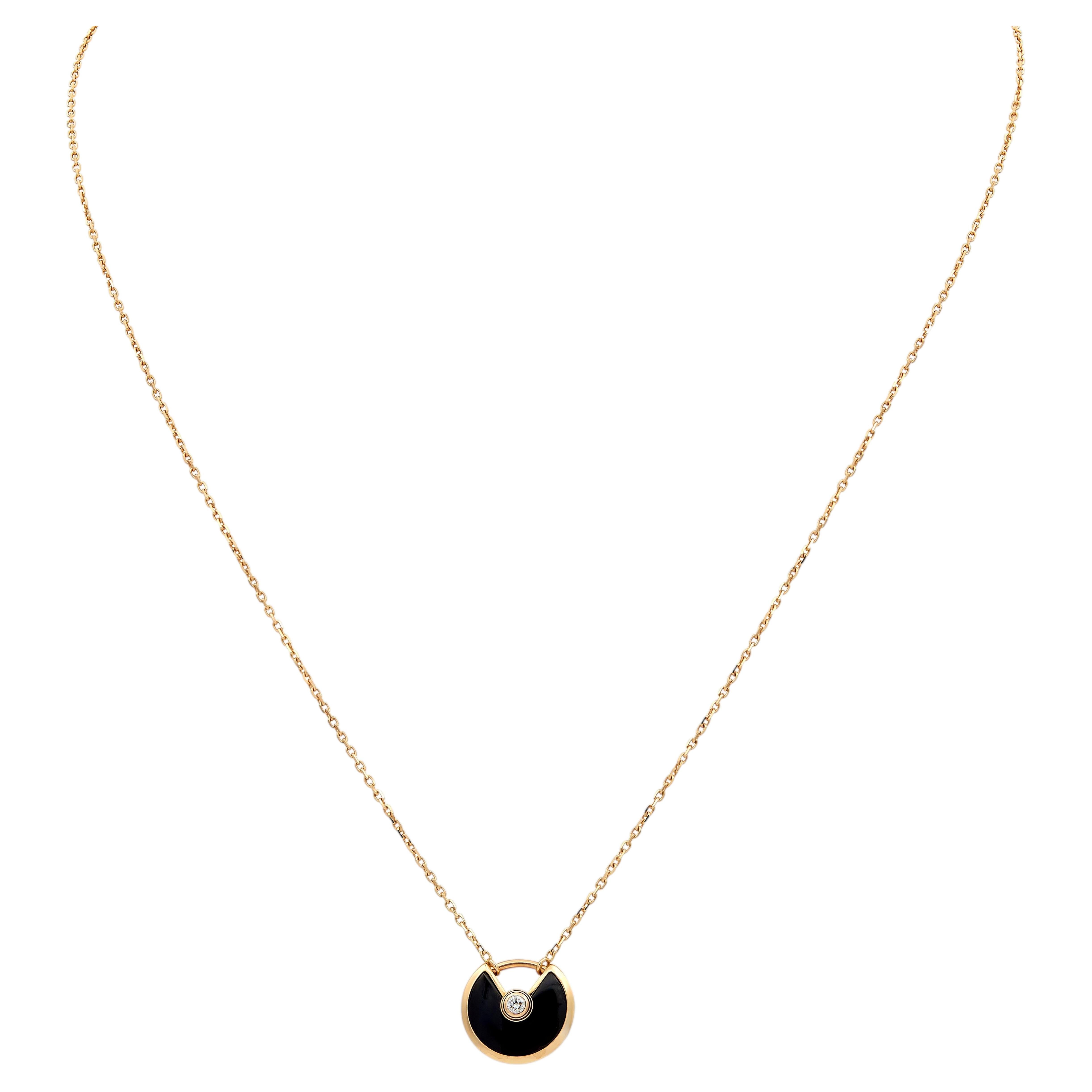 Cartier 2000's Diamond Onyx 18K Gold Contemporary Amulette De Cartier Necklace