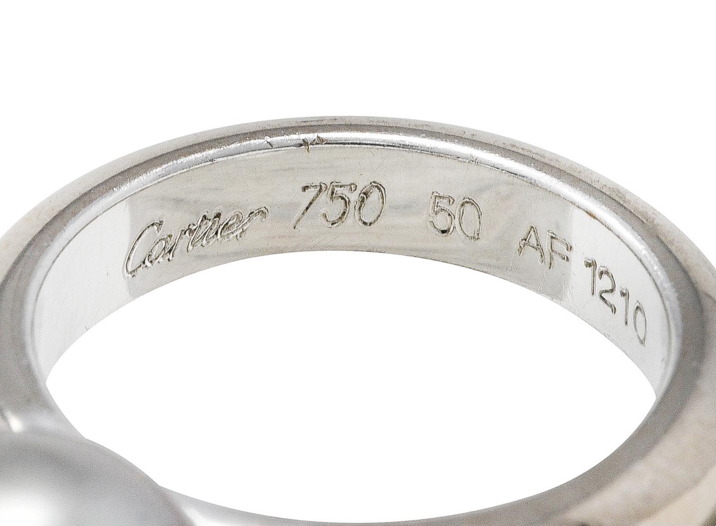 Women's or Men's Cartier 2001 Tahitian South Sea Pearl 18 Karat White Gold Ring
