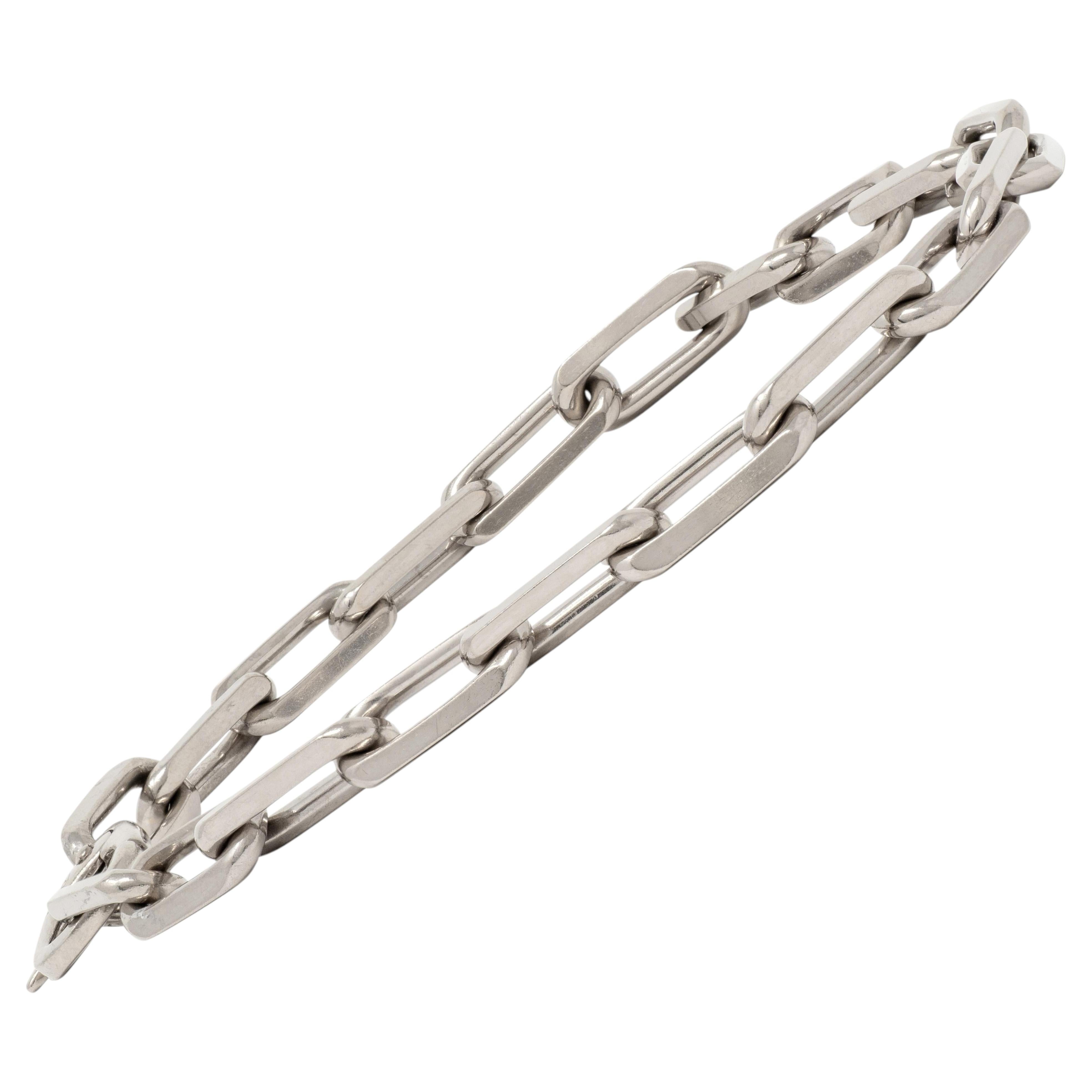 Cartier 2010's 18 Karat White Gold Paperclip Link Unisex Chain Bracelet
