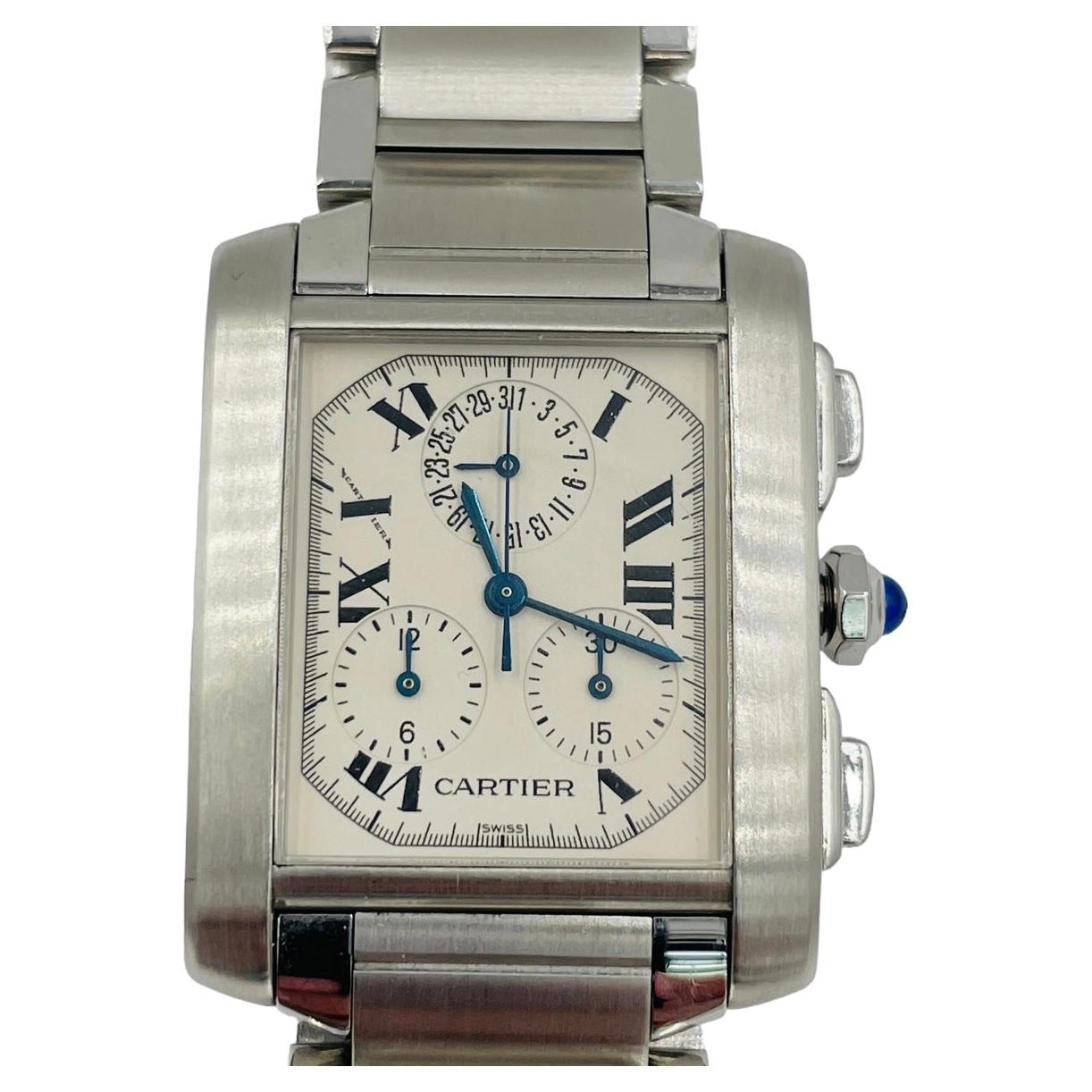 Cartier 2303 Tank Franchaise Chronoflex Quartz Men’s. large Watch  For Sale