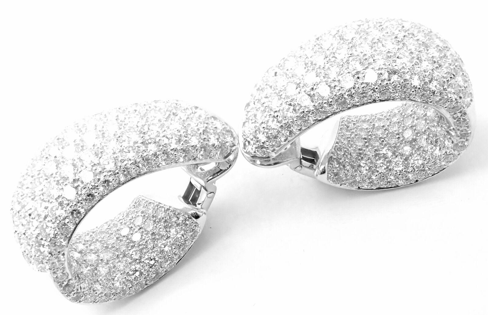Brilliant Cut Cartier 20ct Diamond Inside Out White Gold Large Hoop Earrings