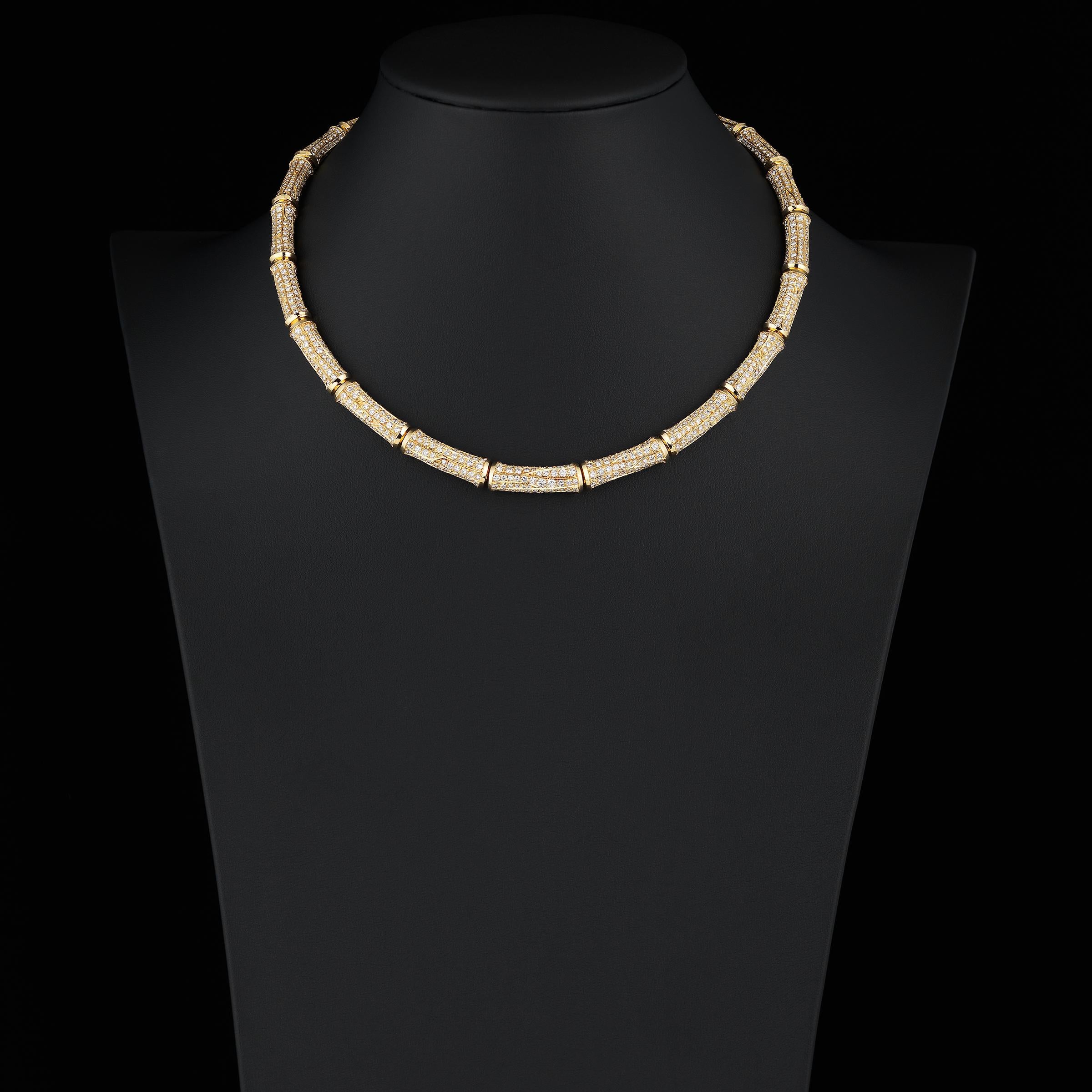 Cartier Bamboo 20cts Diamond Necklace in 18 Karat Gold In Excellent Condition For Sale In Dallas, TX