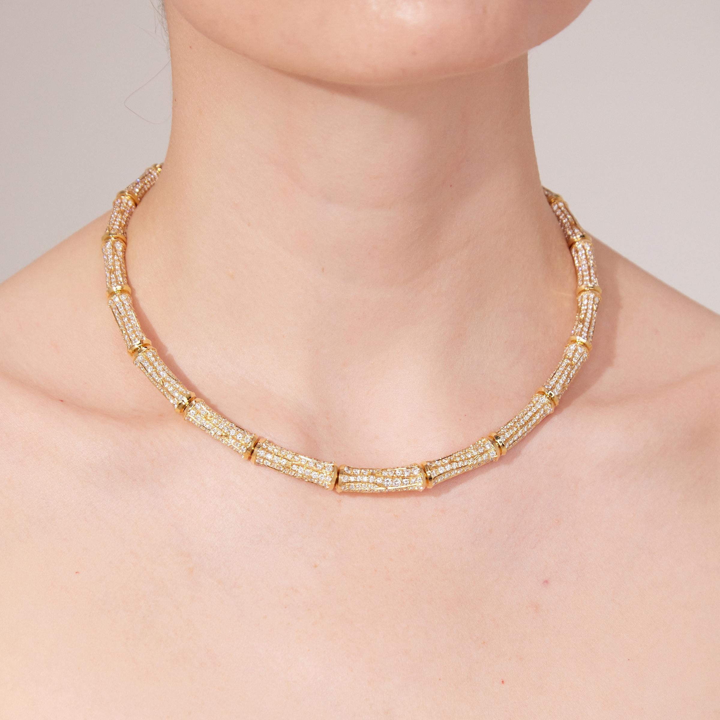 Cartier Bambus 20cts Diamant-Halskette in 18 Karat Gold im Zustand „Hervorragend“ im Angebot in Dallas, TX