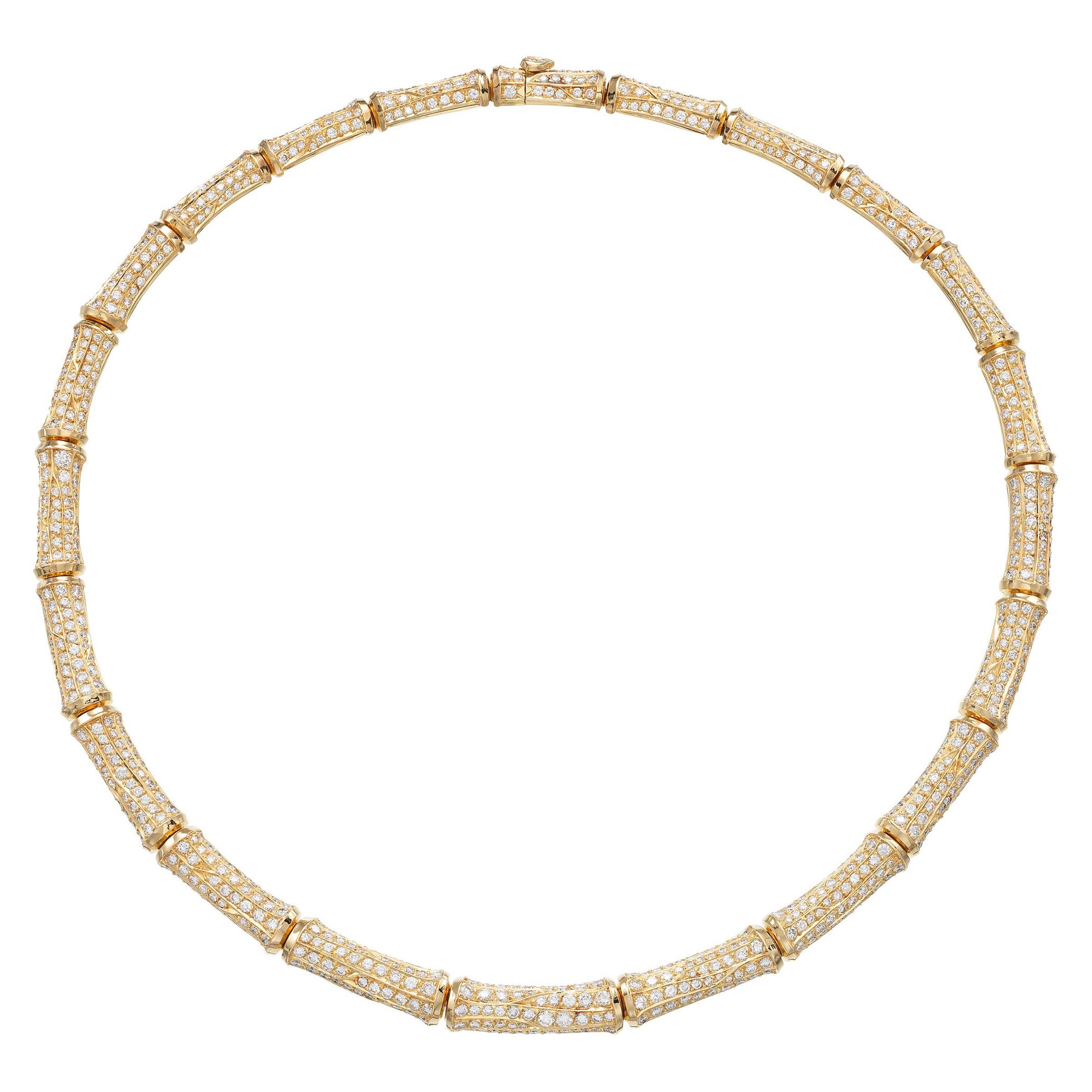 Cartier Bamboo 20cts Diamond Necklace in 18 Karat Gold For Sale