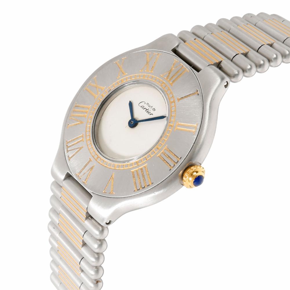 Modern Cartier 21 21 Unisex Watch in Stainless Steel/Gold Plate