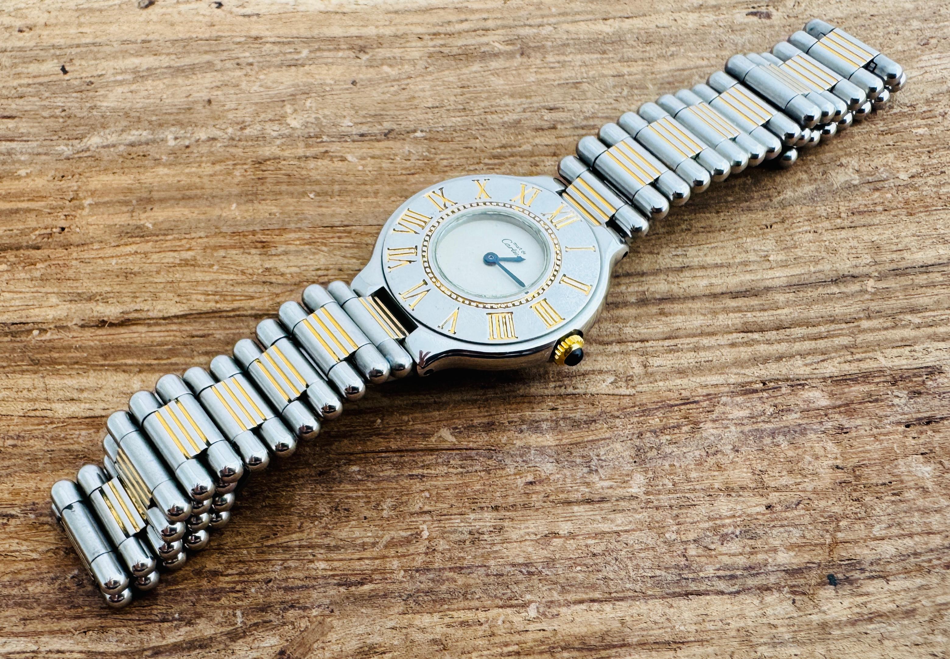 Cartier 21 Must de Cartier 28mm Steel & Gold Ref.9010 Watch For Sale 7