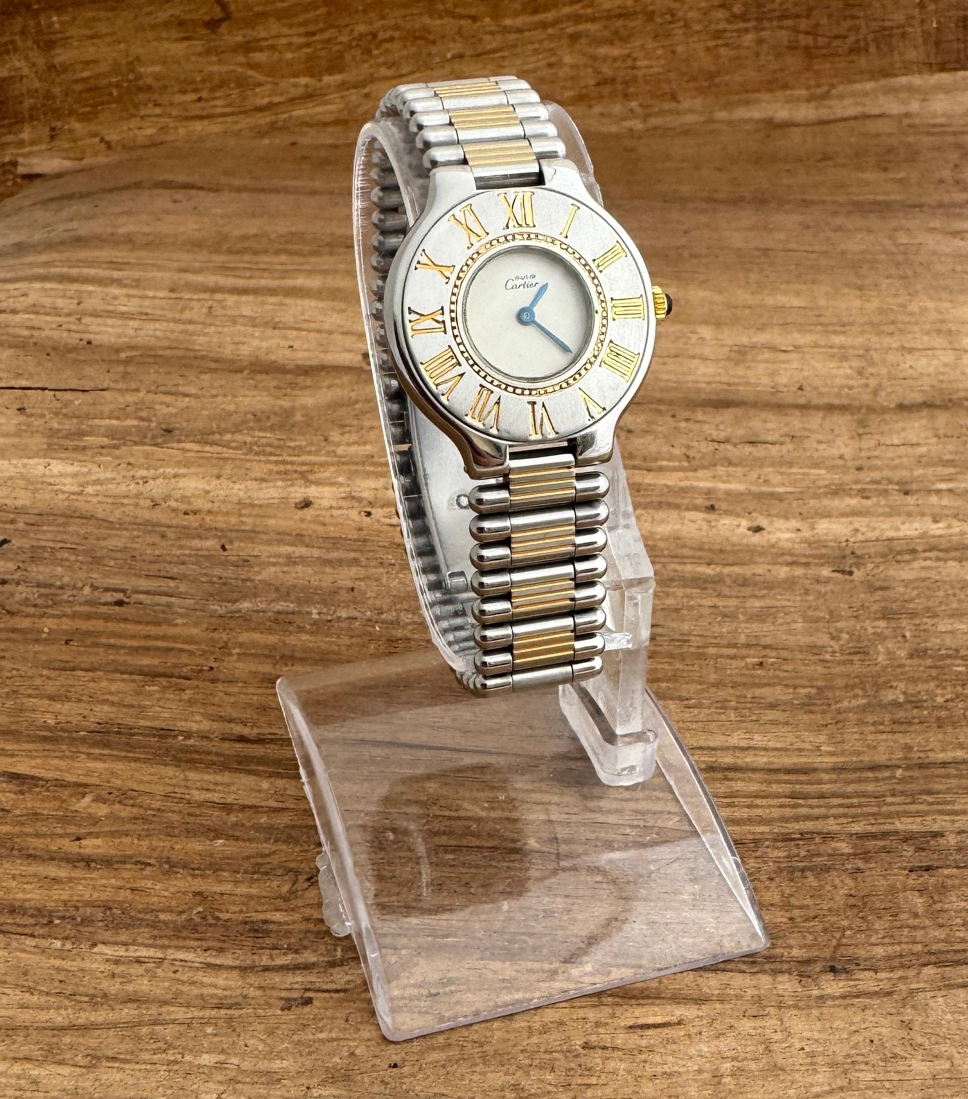 Cartier 21 Must de Cartier 28mm Steel & Gold Ref.9010 Watch For Sale 10