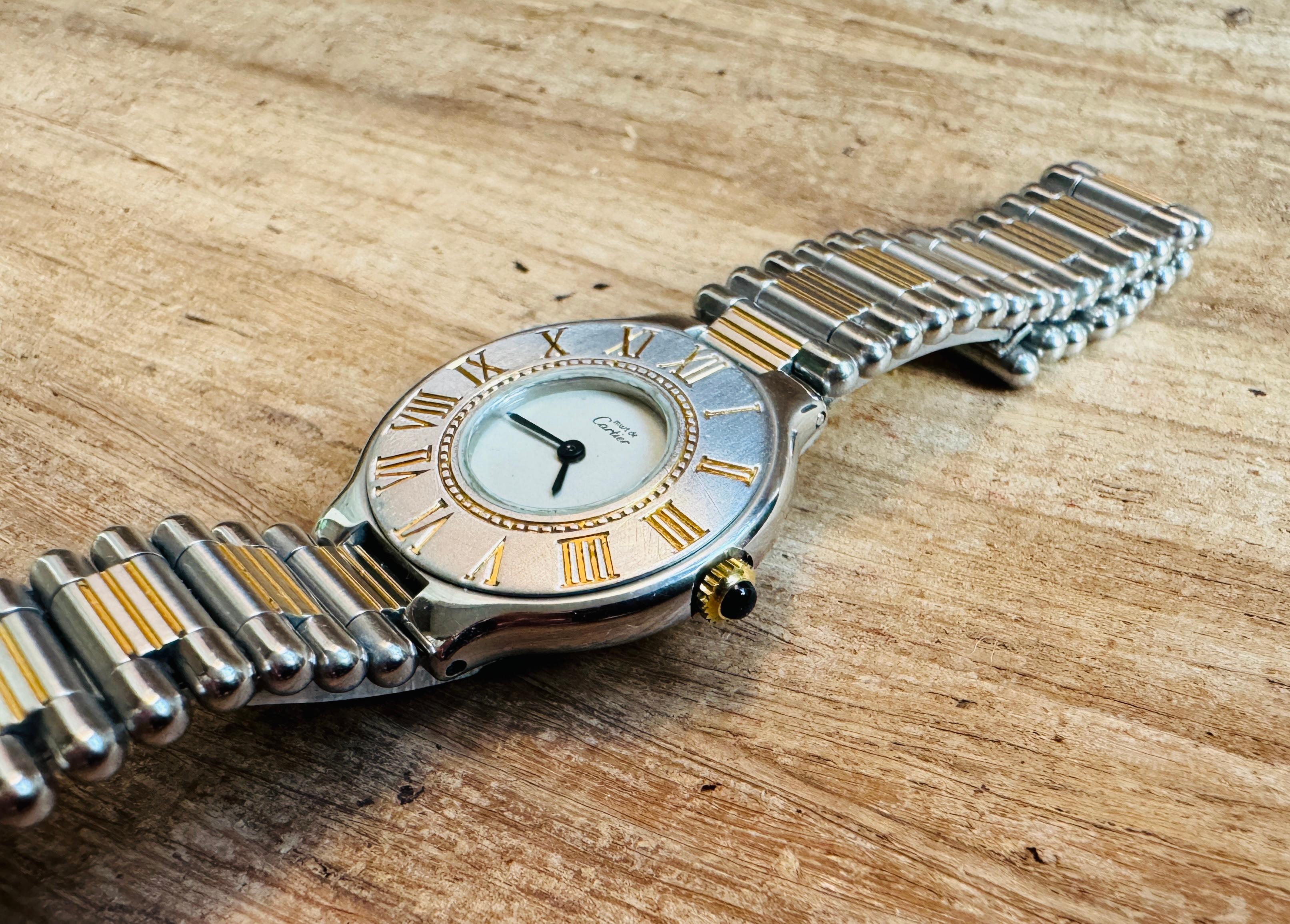 Cartier 21 Must de Cartier 28mm Steel & Gold Ref.9010 Watch For Sale 2