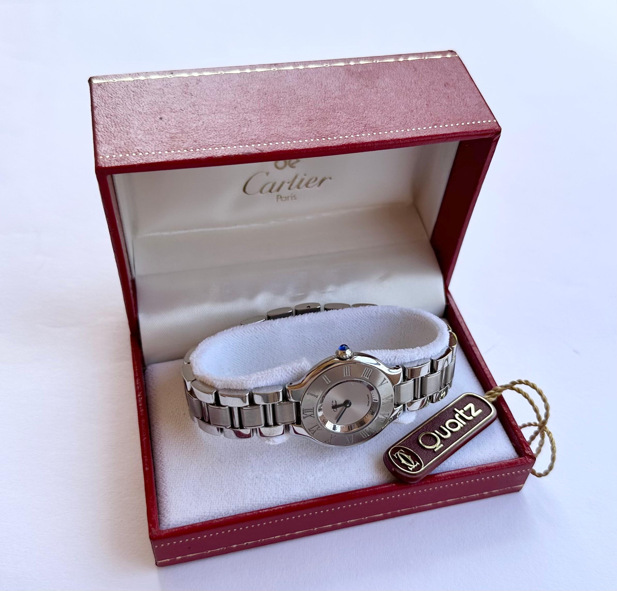 Cartier 21 Must de Cartier Ref 1340 Stainless Steel watch Boxed  7