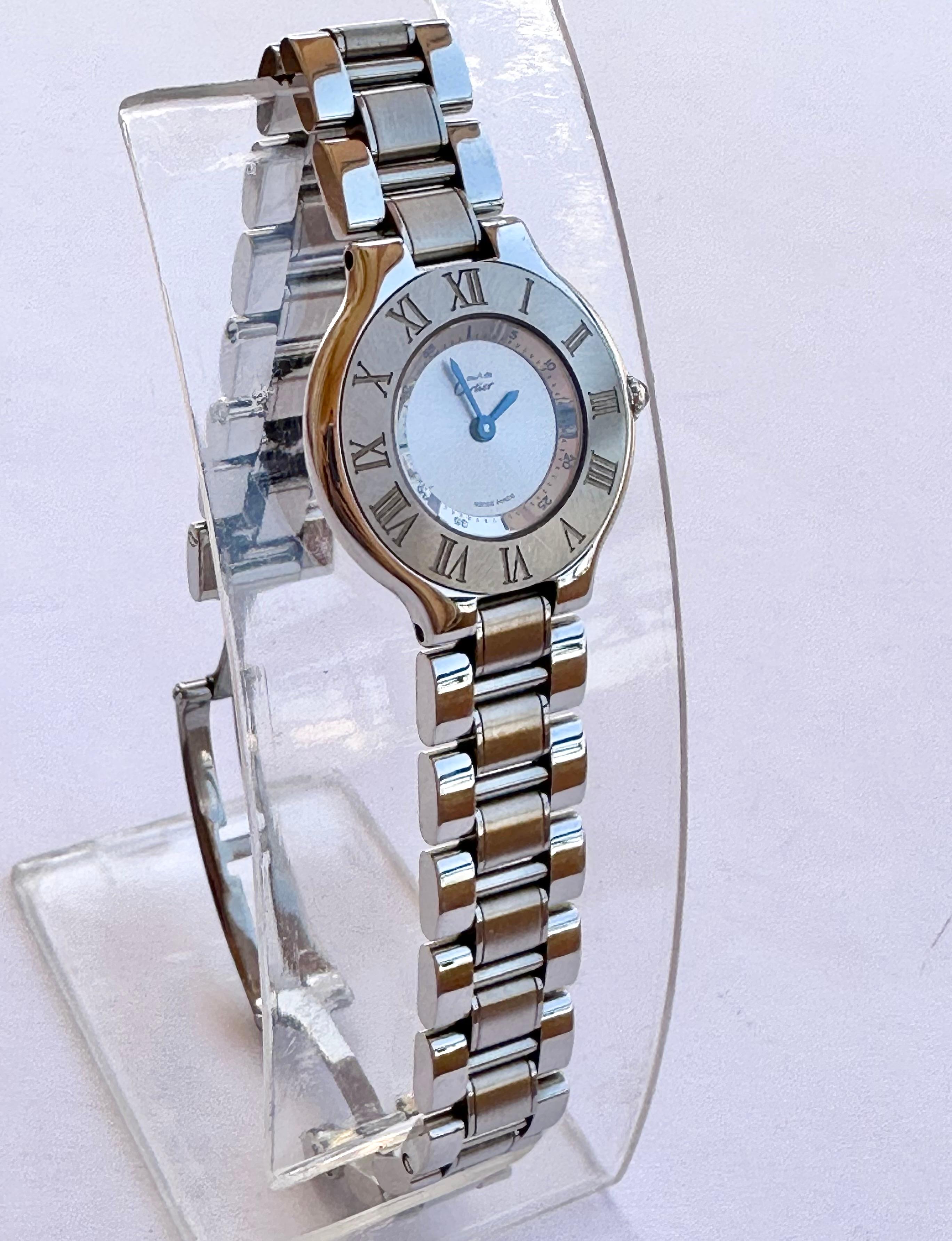 Cartier 21 Must de Cartier Ref 1340 Stainless Steel watch Boxed 9