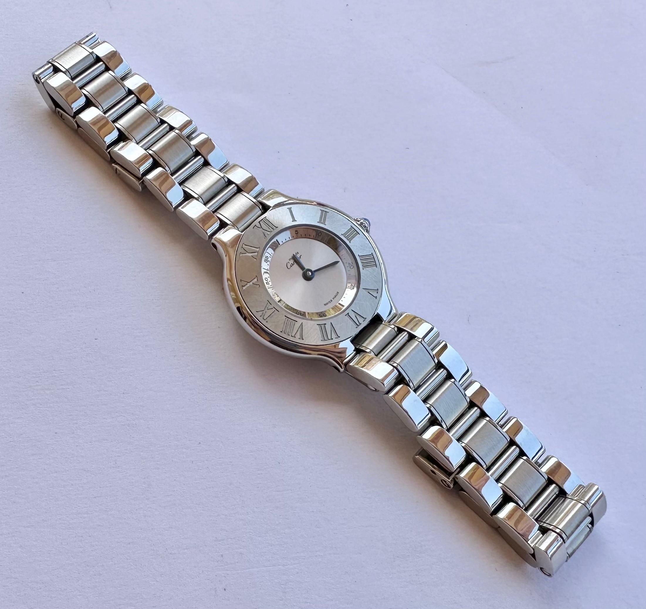 Cartier 21 Must de Cartier Ref 1340 Stainless Steel watch Boxed  1