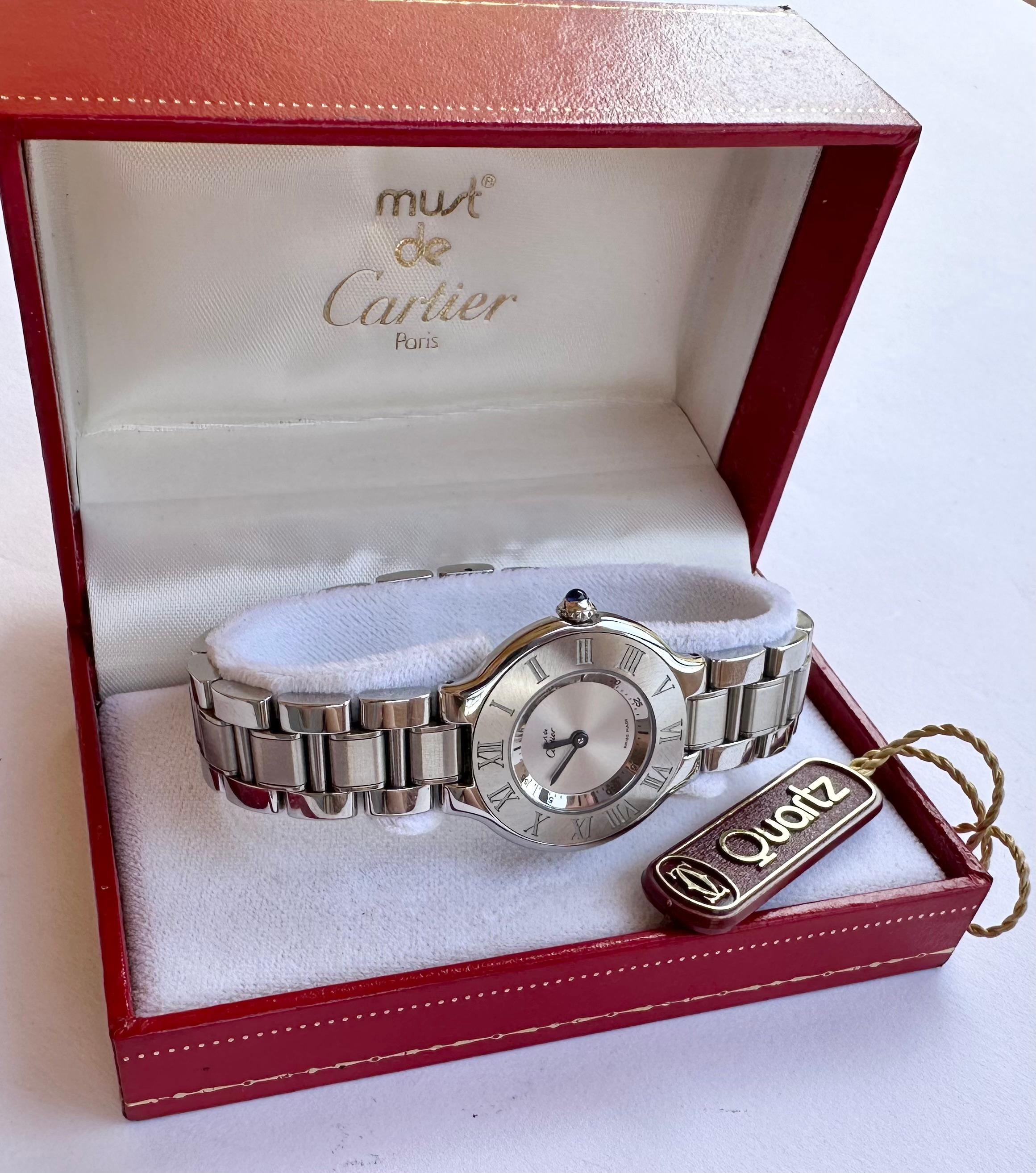 Cartier 21 Must de Cartier Ref 1340 Stainless Steel watch Boxed  5