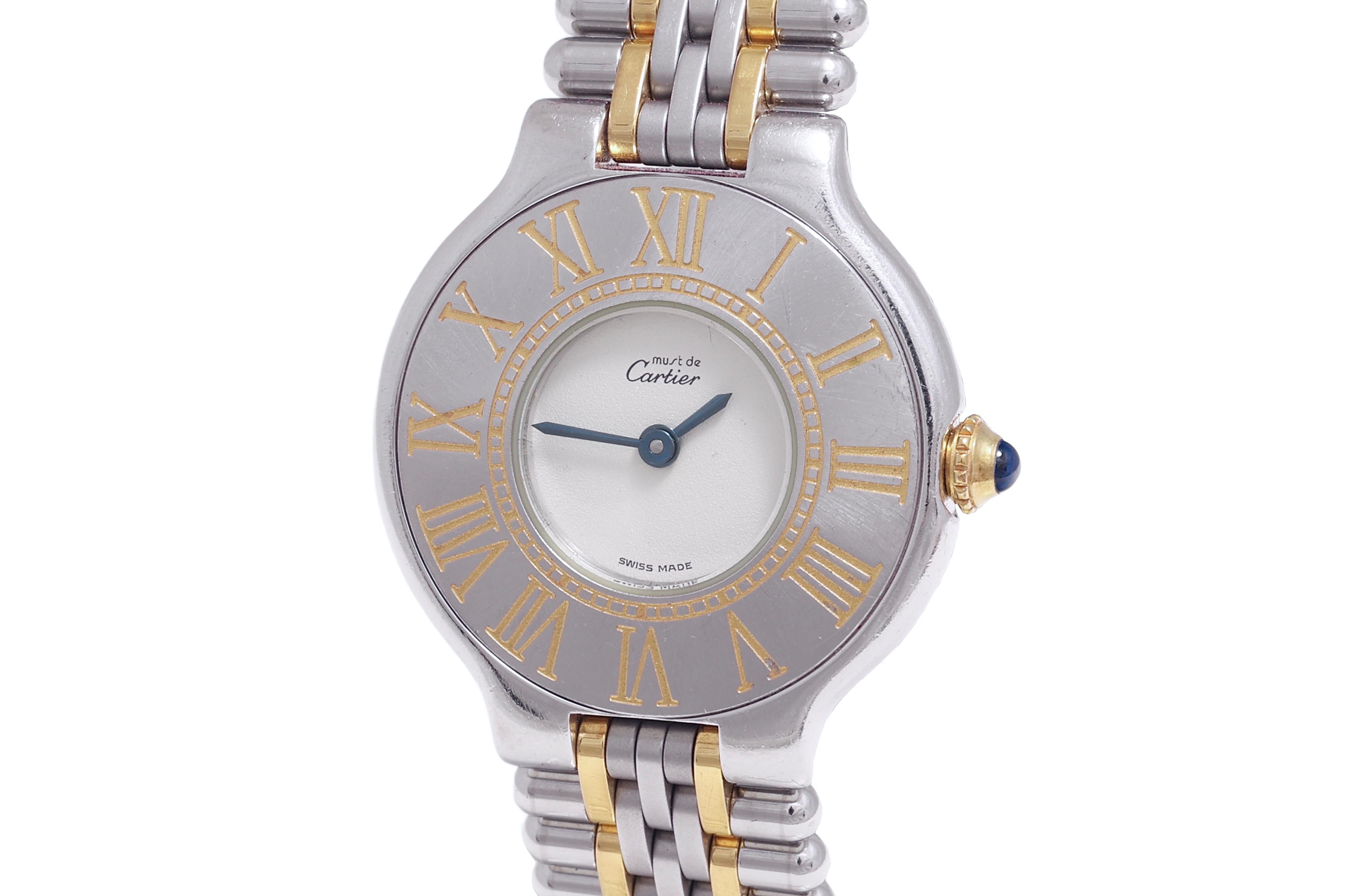 Cartier 21 Must de Wristwatch, 28mm  Steel & Gold, Quartz For Sale 3