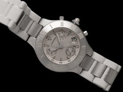 Cartier 21C Chronoscaph Chronograph Stainless Steel Mens Ref. 2424 Watch - Paper