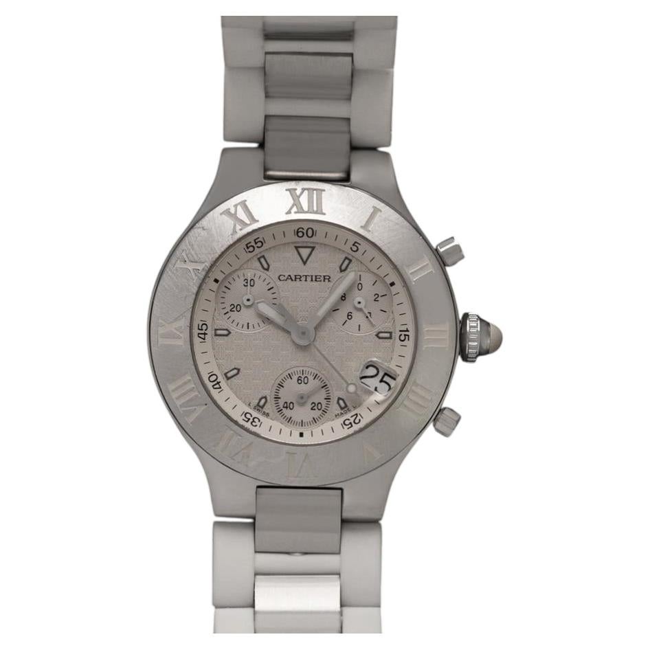 Montre Cartier 21C Chronoscaph Chronographe pour homme en acier inoxydable, réf. 2424 - Avec papier