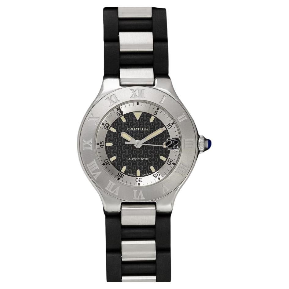 Cartier 21C Mens Autoscaph Automatic Watch, Ref. 2427 - Stainless Steel For Sale