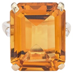 Cartier 22.58 Ct Citrine & 0.57 TCW Diamond Yellow Gold Cocktail Ring Sz 7.75