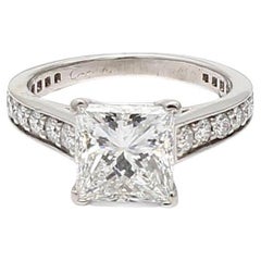 Cartier 2.27 Carat Princess Cut F VVS1 Diamond Platinum Engagement Ring