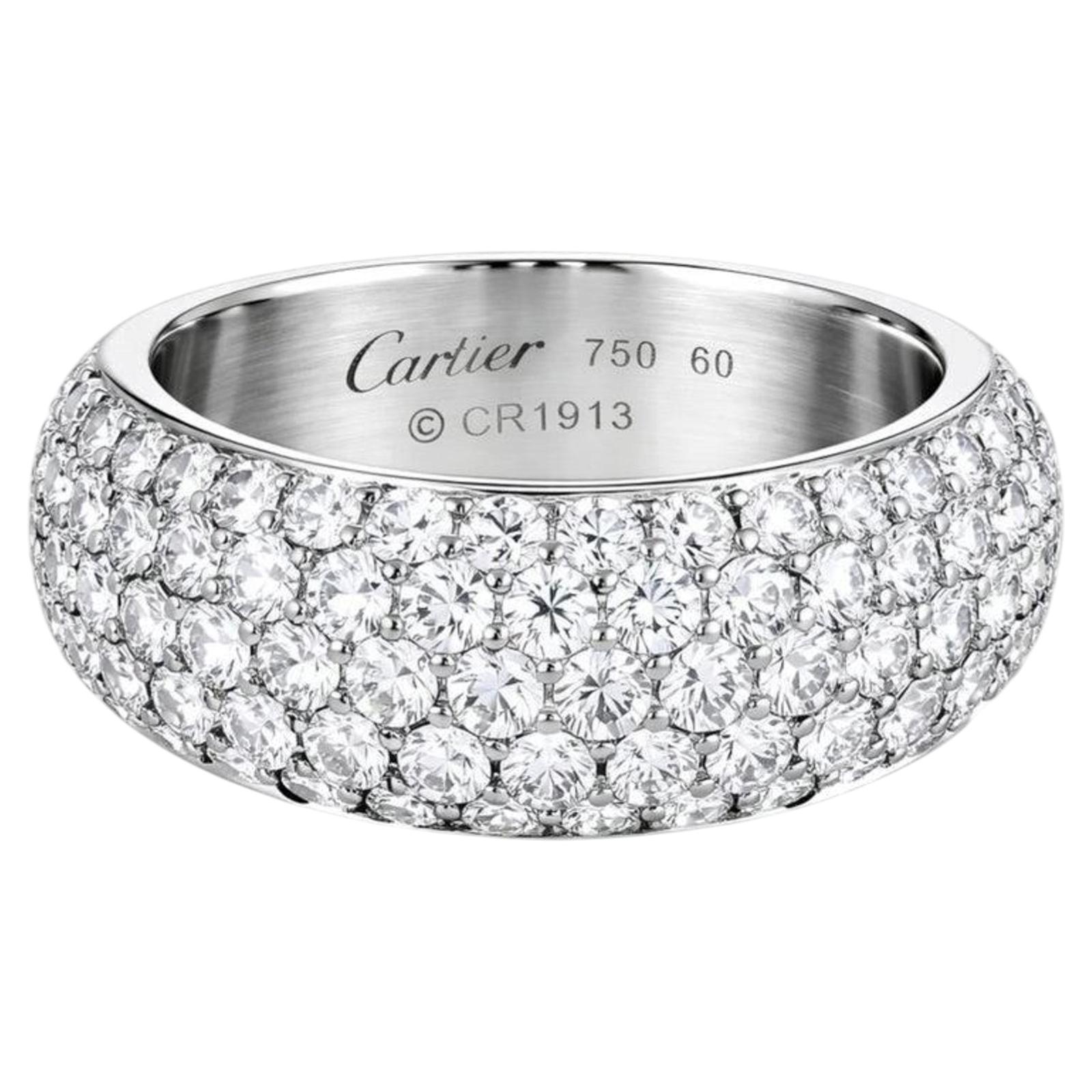 Cartier 2.28 Carat Diamond Pavé 18K White Gold Band Ring