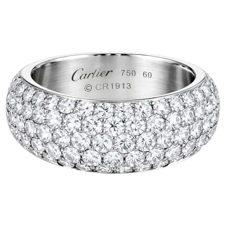 Cartier 2.28 Carat Diamond Pavé 18K White Gold Band Ring For Sale