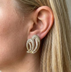 Cartier 22K Yellow Gold Diamond Earrings