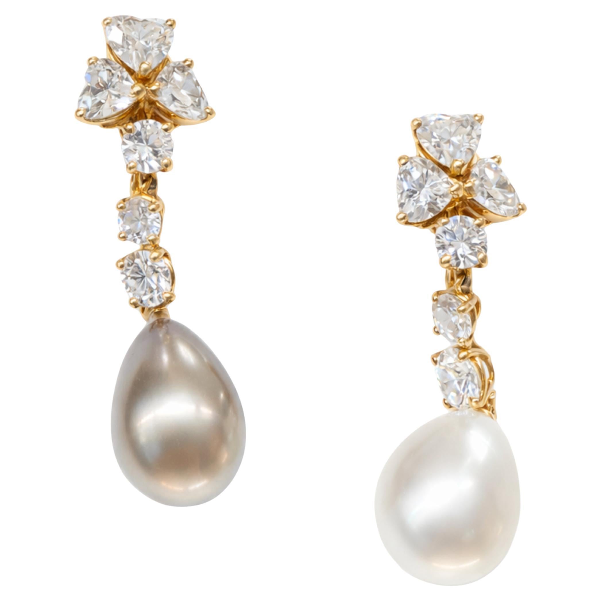 Orecchini di perle in oro giallo 18 carati Cartier 23 - Perle grigie e bianche