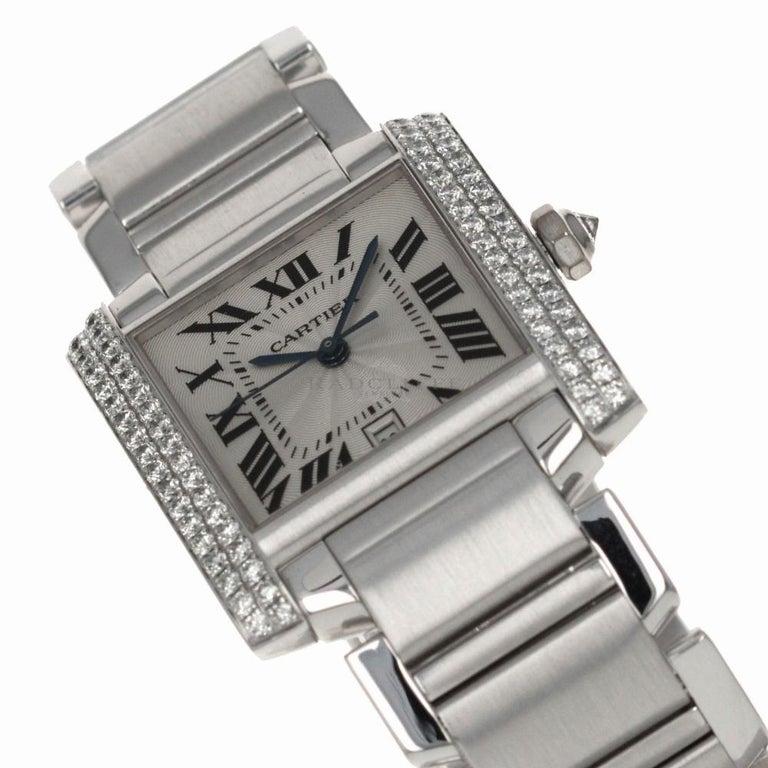 cartier tank francaise white gold with diamonds