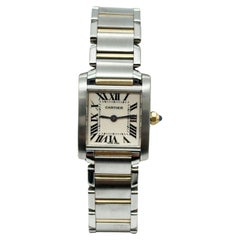 Cartier 2384 Ladies Tank Francaise Stainless Steel and 18k Gold Box Paper
