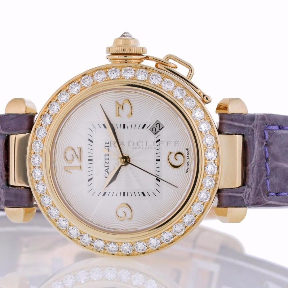 Women's Cartier 2397 Pasha 18 Karat Gold Diamond WJ10495 Automatic Swiss Ladies Watch