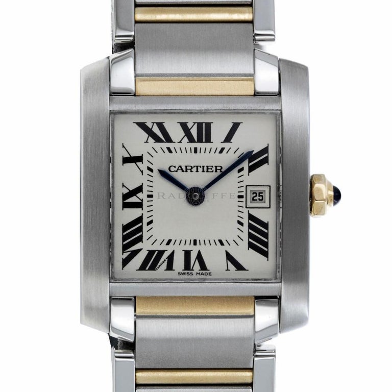 Cartier 2465 Tank Francaise W51012Q4 Steel 18 Karat Yellow Gold