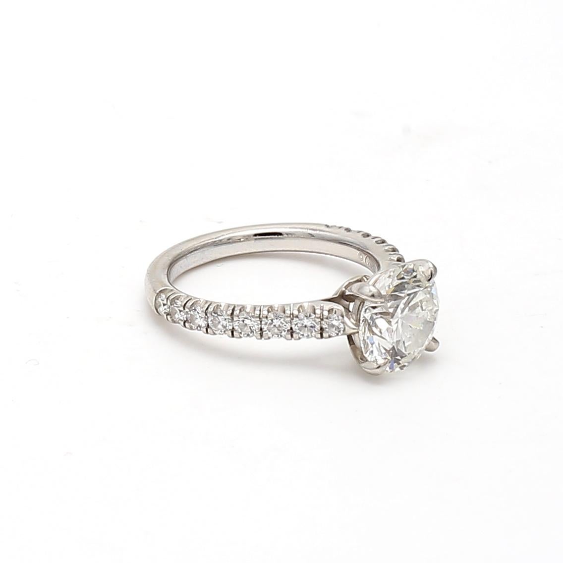 Round Cut Cartier 2.47 Carat Round Brilliant G VVS1 Diamond Platinum Engagement Ring For Sale