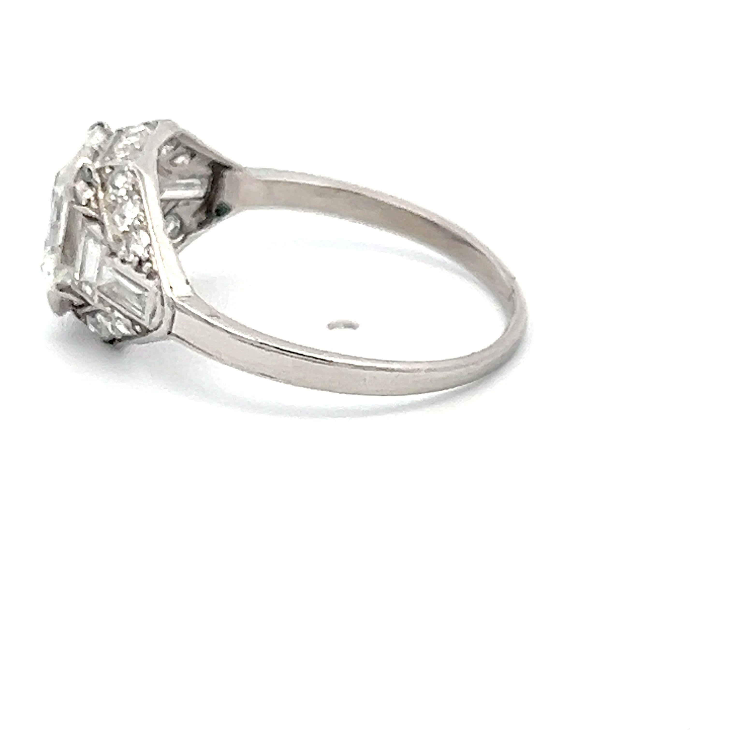 Cartier 2.49 Carat Asscher Cut and other cut Diamond Platinum Art Deco Ring 4