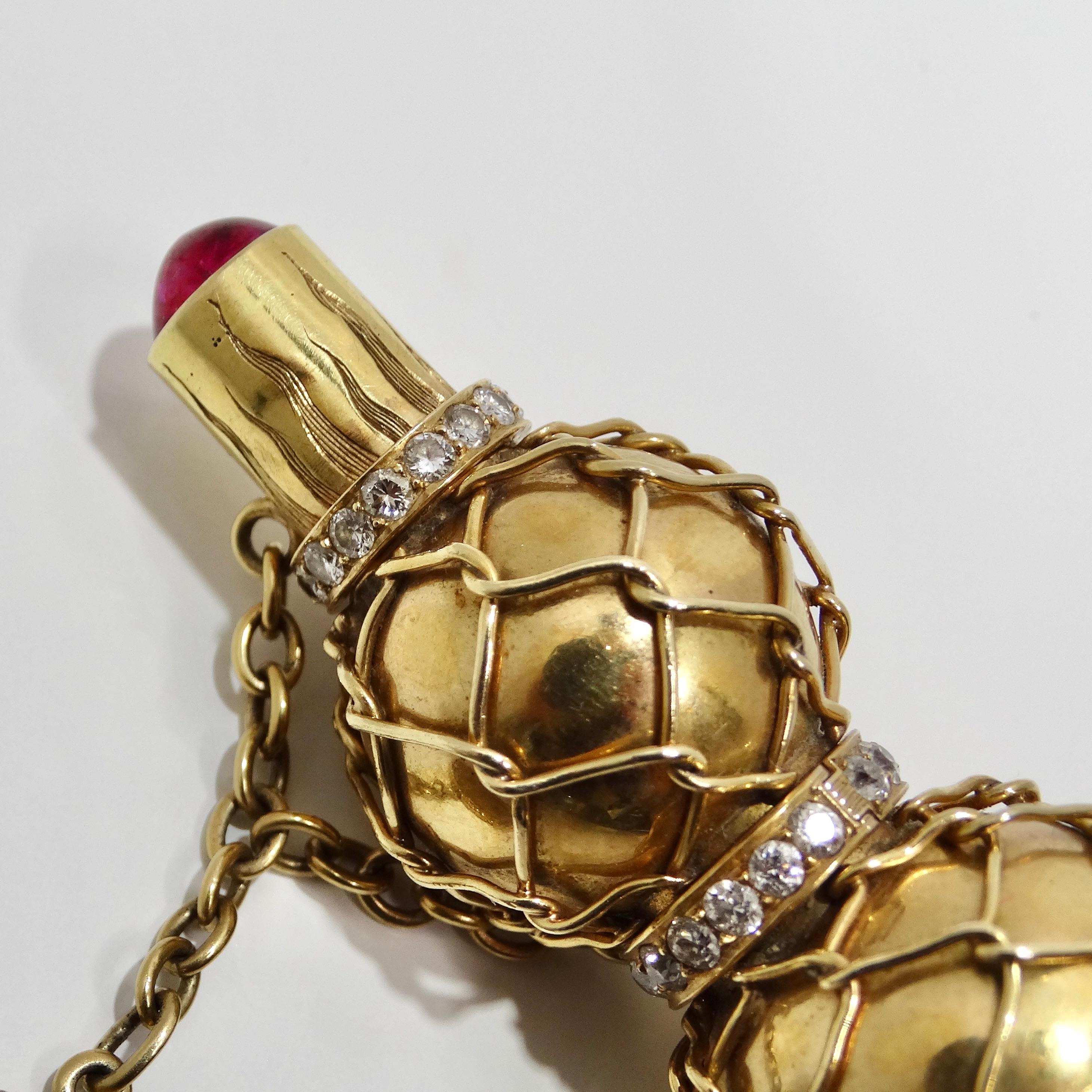 Round Cut Cartier 24K Gold Diamond 1940s Perfume Bottle