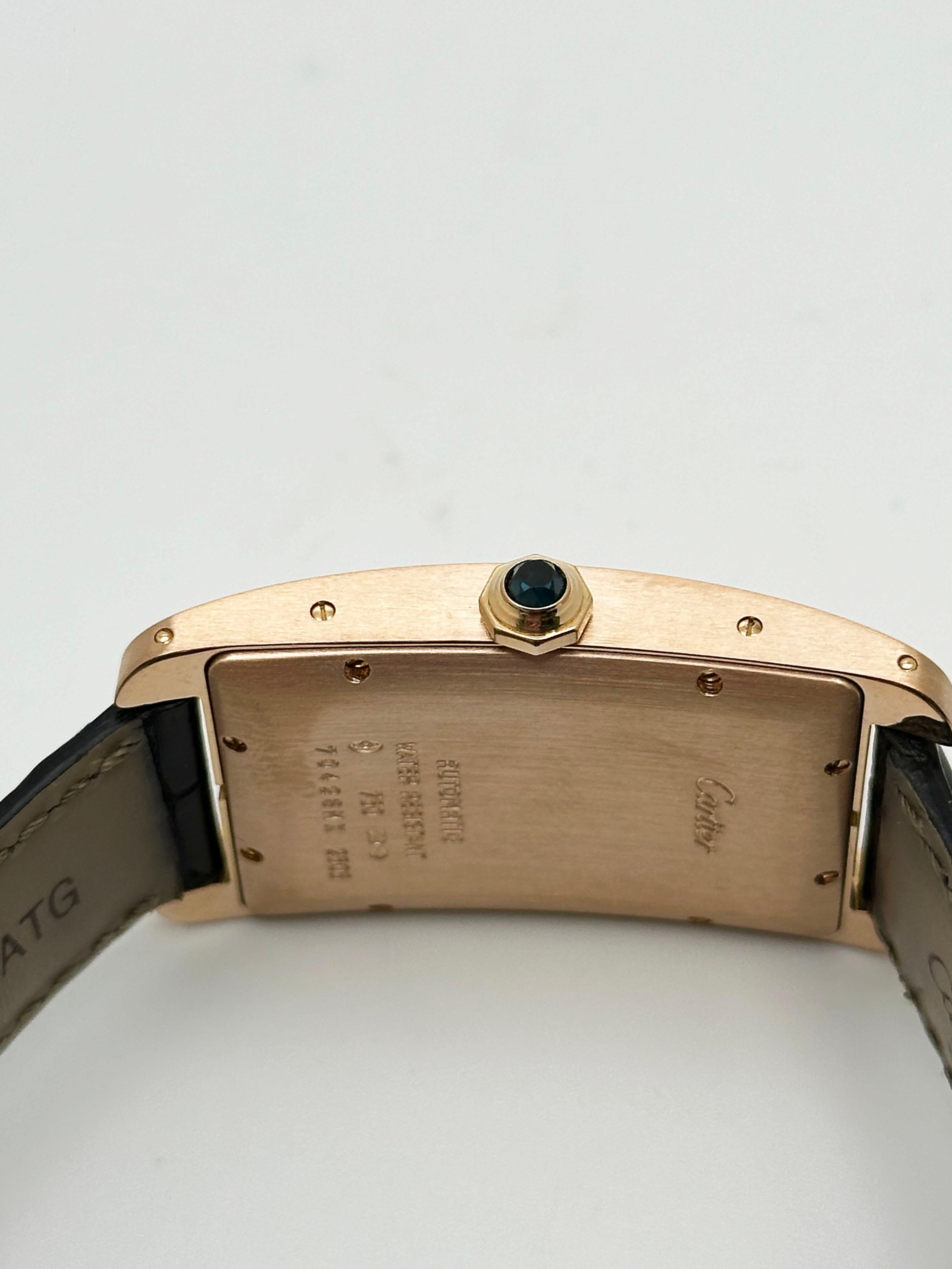 Cartier Tank Americaine Large 2505 18K Rose Gold Leather Strap In Excellent Condition In San Diego, CA