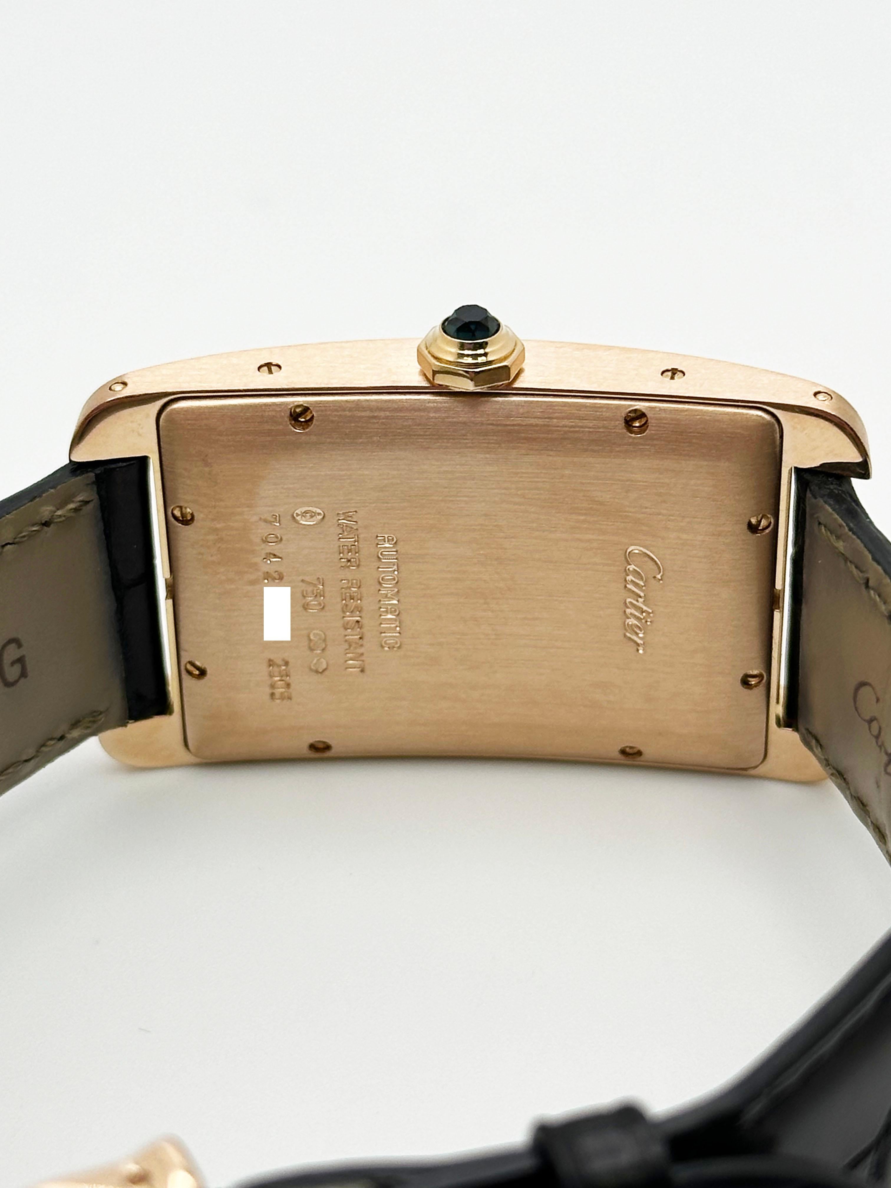 Men's Cartier Tank Americaine Large 2505 18K Rose Gold Leather Strap