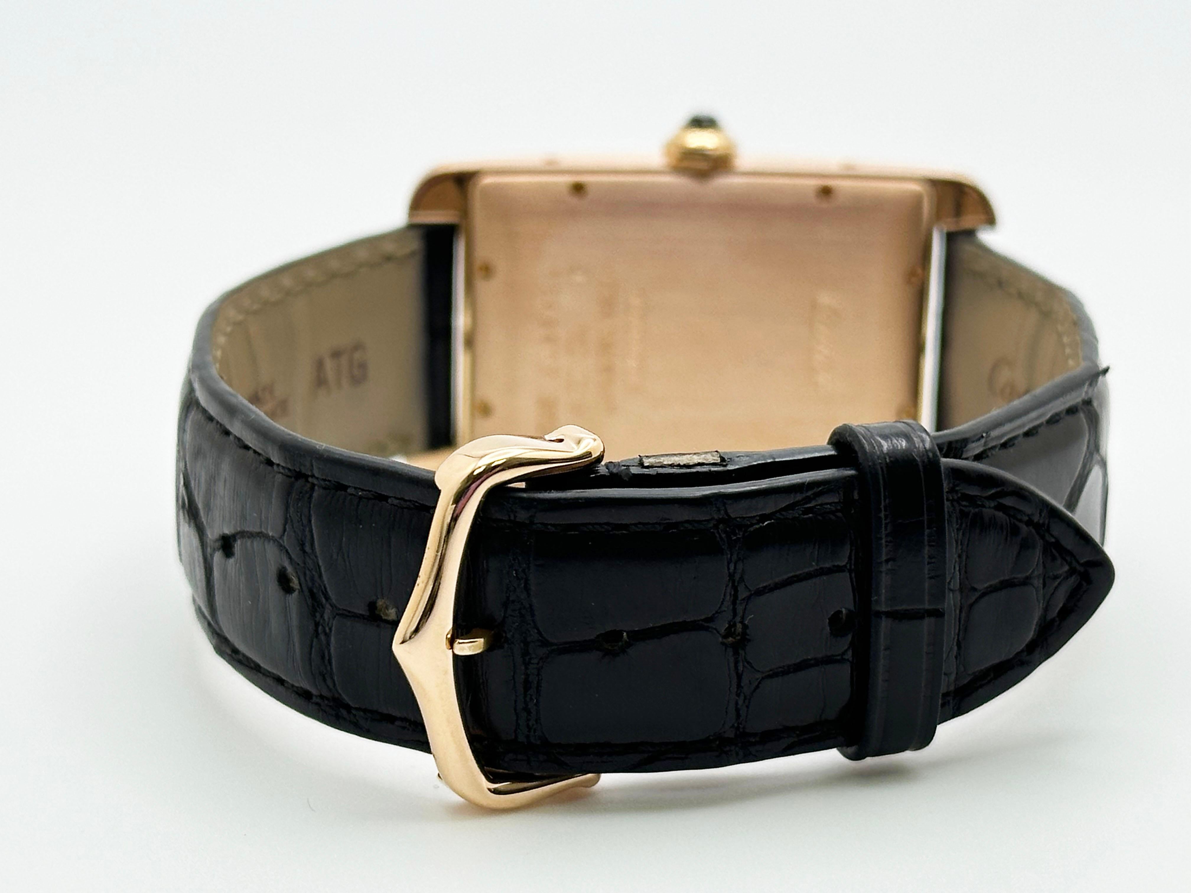 Cartier Tank Americaine Large 2505 18K Rose Gold Leather Strap 1