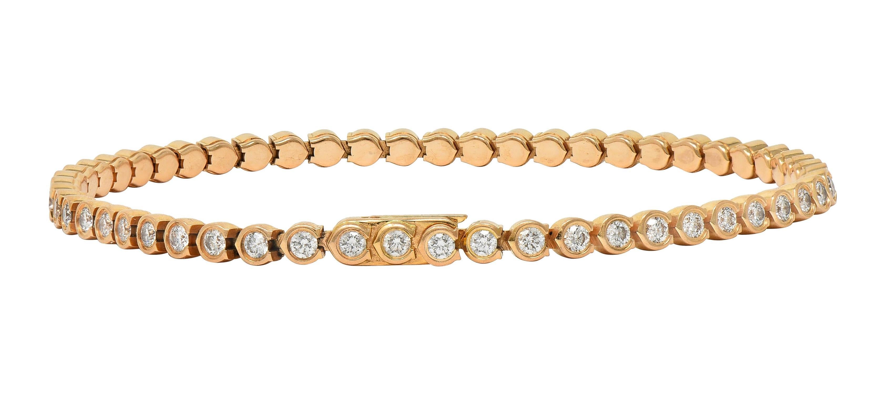 Women's or Men's Cartier 2.54 CTW Diamond 18 Karat Rose Gold C De Cartier Line Bracelet