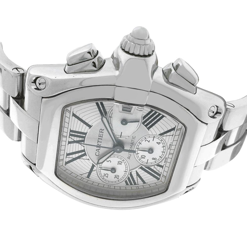 Cartier 2618 Roadster Stainless Steel Silver Chronograph Dial Watch For Sale 3