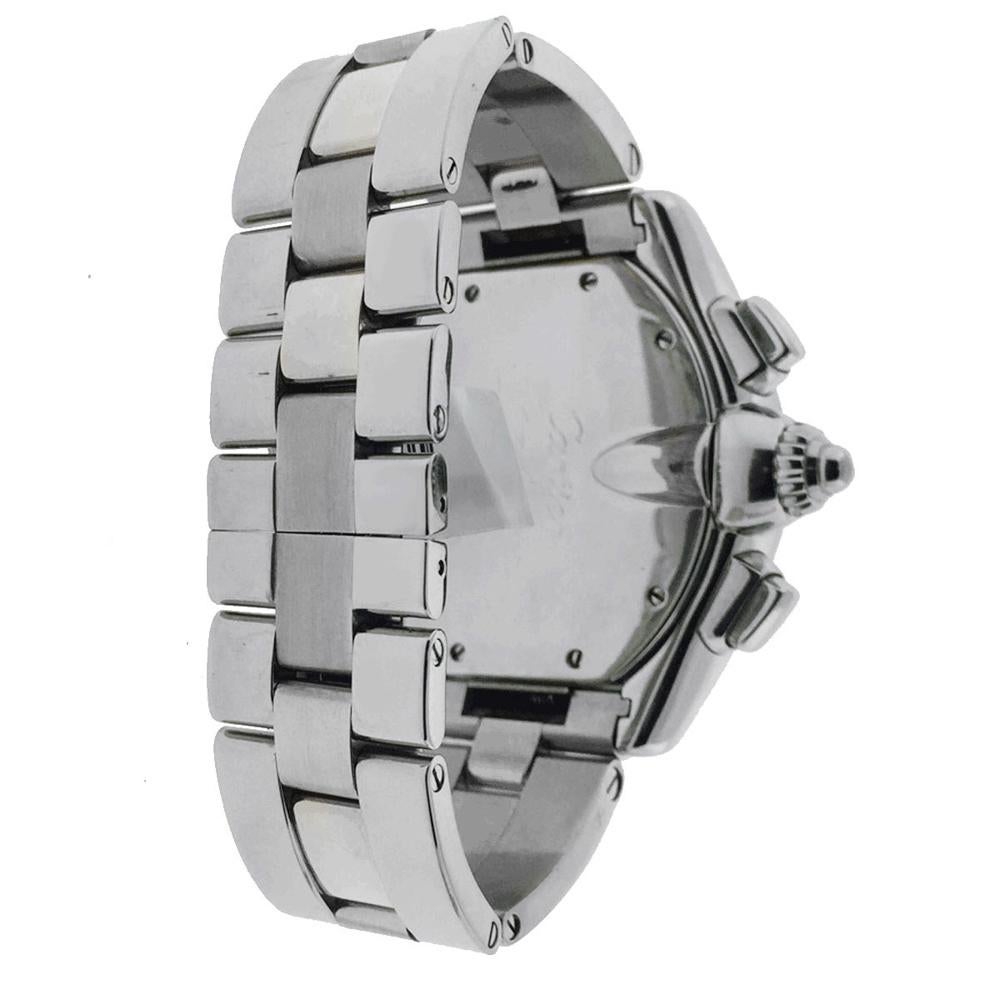 Cartier 2618 Roadster Stainless Steel Silver Chronograph Dial Watch For Sale 4